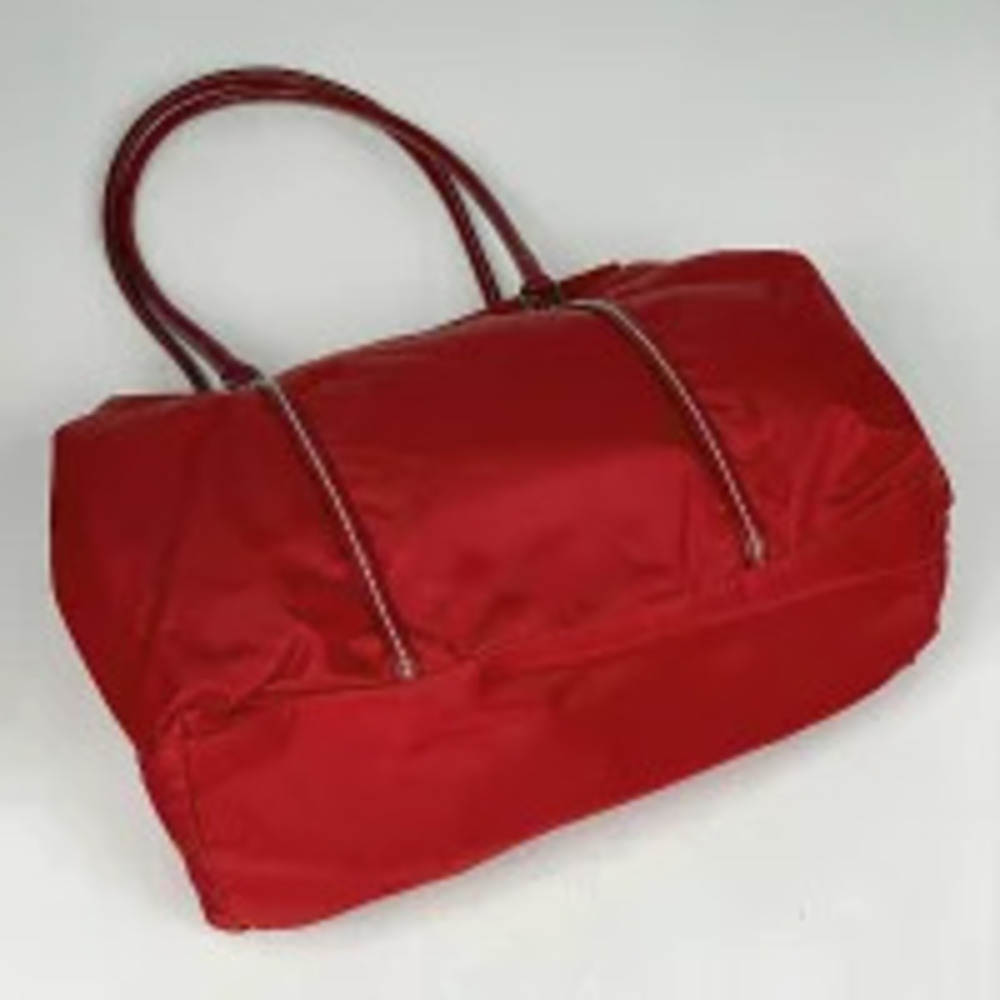 Prada Red Shoulder Tote Handbag Plate Bag